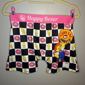 NWOT Adult Simpsons Lard Lad Donuts Checker Print Stretch Unisex Boxer Briefs
